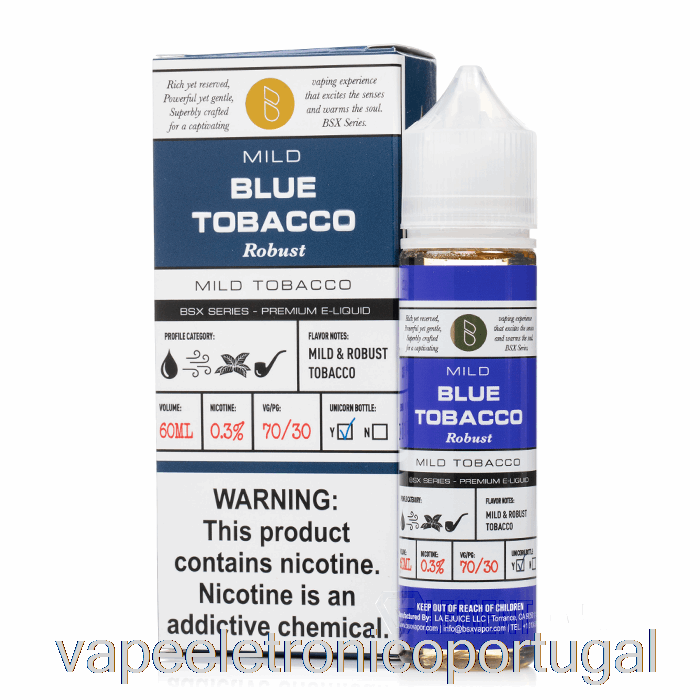 Vape Eletrônico Tabaco Azul - Série Bsx - 60ml 0mg